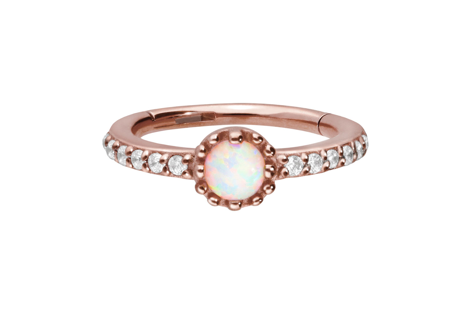 Chirurgenstahl Segmentring Clicker KRISTALLE + SYNTHETISCHER OPAL ++SALE++